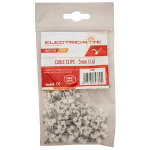Electricmate 5mm Flat Cable Clips, Pack of 100