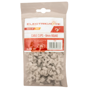 Electricmate 6mm Round Cable Clips, Pack of 100