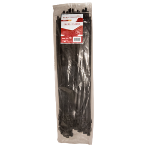 Electricmate Black Cable Ties 7.2mm x 400mm, Pack of 100