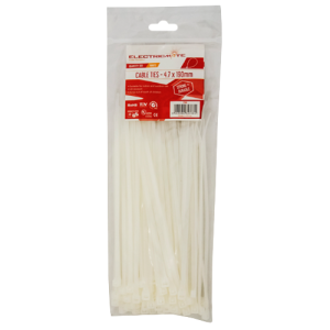 Electricmate White Cable Ties 4.7mm x 190mm, Pack of 100