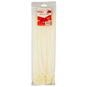 Electricmate White Cable Ties 7.2mm x 400mm, Pack of 100