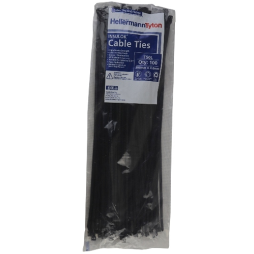 Hellermann Tyton Button Head Cable Ties 50-Pack - 105lb Strength 15-inch Black UV Resistant