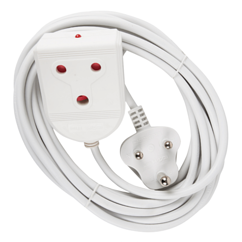 Electricmate White Extension Lead 5 Metre, 10 Amp with 1.0mm Cord