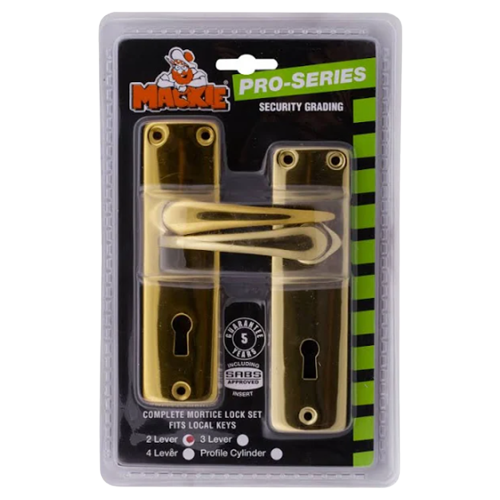Mackie Brass Plated Mortice Lockset 2 Lever