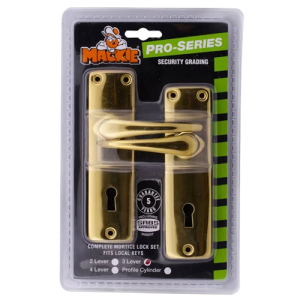 Mackie Brass Plated Mortice Lockset 3 Lever