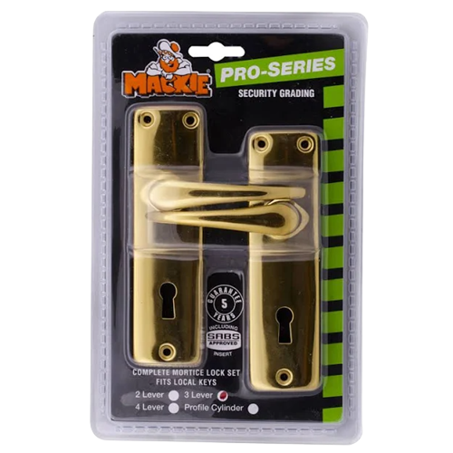 Mackie Brass Plated Mortice Lockset 3 Lever