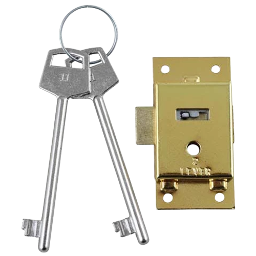 Mackie Brass Plated Steel Cupboard Lock Set 64mm, 2 Lever