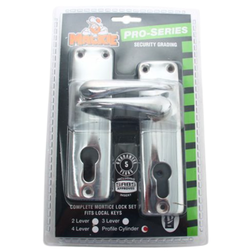 Mackie Chrome Plated Handle Pro Cylinder Mortice Lockset