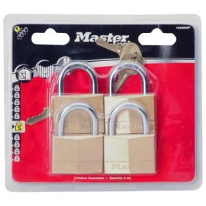 Master Lock Brass Padlock Keyed Alike 50mm 400053, Pack of 4