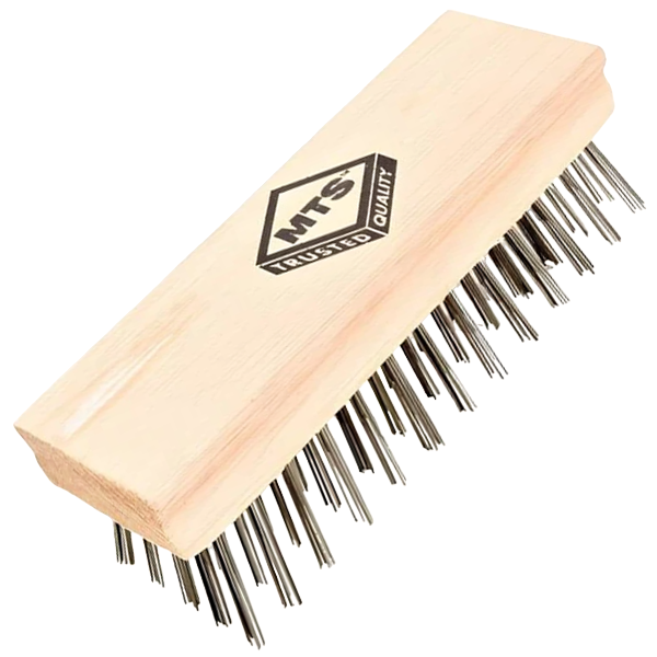 Mts Block Steel Wire Brush with Wooden Handle, Fine