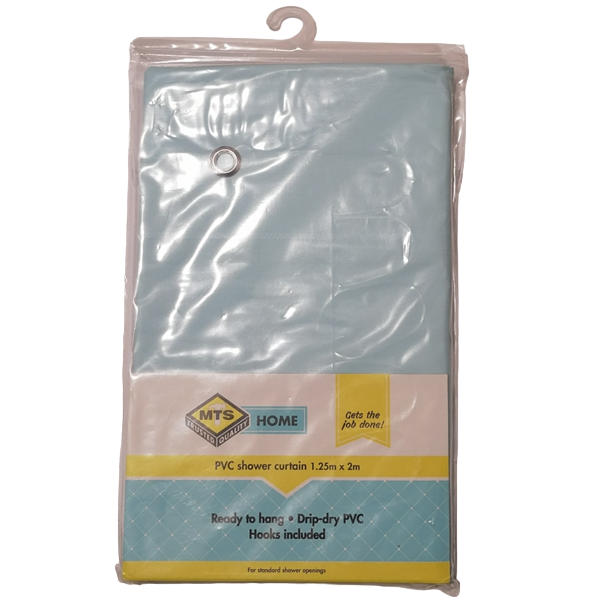 Mts Polyester Shower Curtain 125cm x 200cm, Blue Front