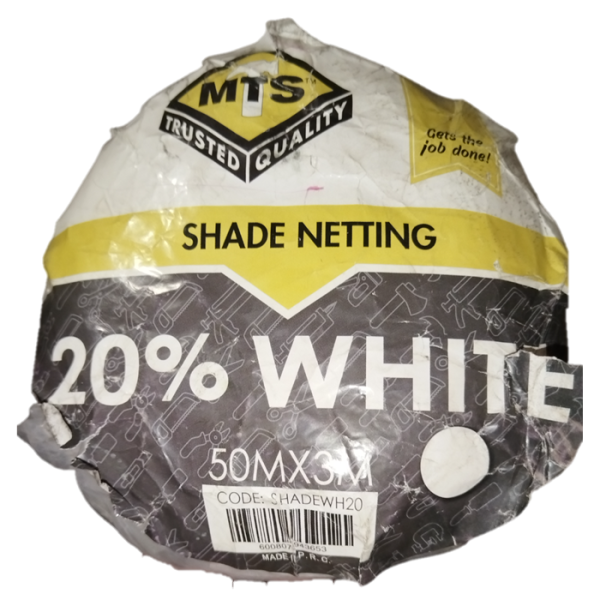 Mts White Shade Cloth 20% 50m x 3m, 40GSM Barcode